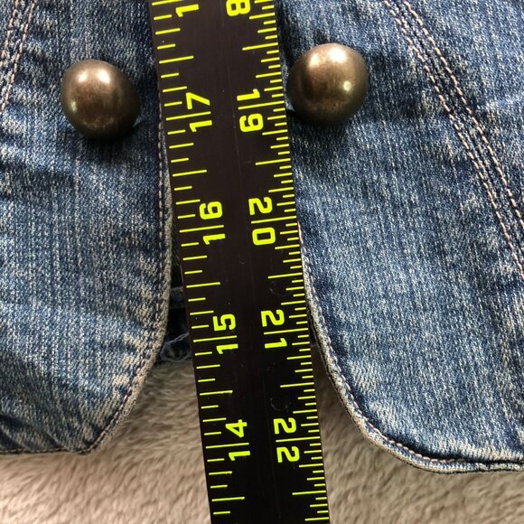 Live A Little Women's Jean Jacket Medium Petite Embroidered Floral Boho Y2K - Picture 5 of 14